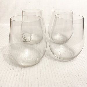 Circleware Set of 4 Stemless Wine Tumblers Clear Glasses.